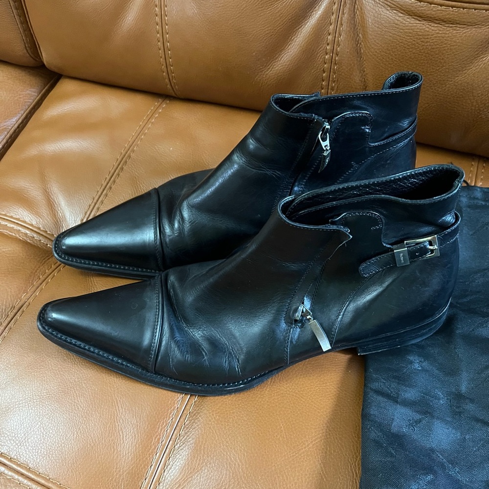 Cesare Paciotti Black Leather men Boots Sz 9 Italy